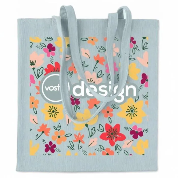 Borsa shopping promozionale in velluto a coste con manici lunghi - CORDY B
