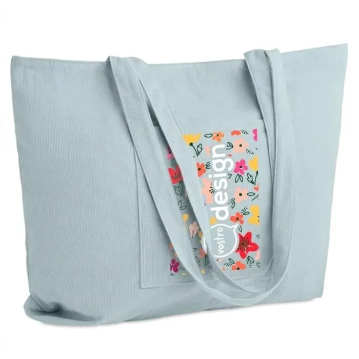 Grande borsa da shopping promozionale in velluto a coste personalizzabile - CORDY G