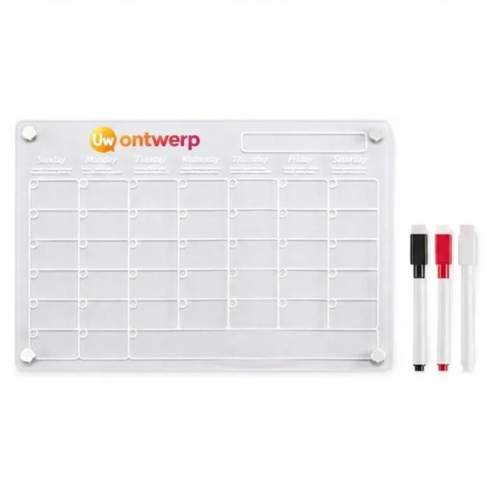 Personaliseerbare, uitwisbare magnetische maandplanner in A4-formaat van acryl - PLANIT