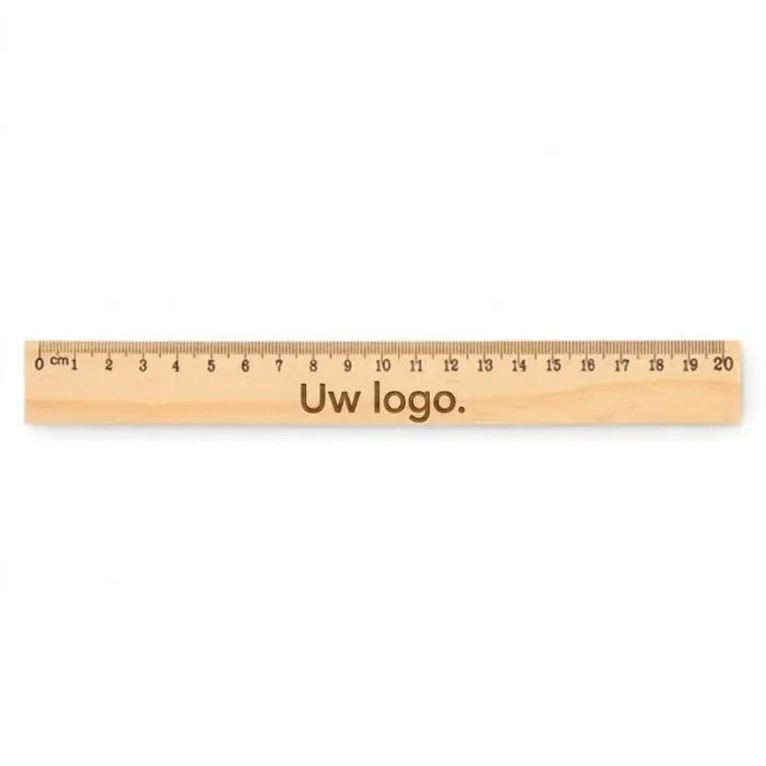 Houten liniaal met schaalverdeling van 20 cm, dubbele maatverdeling, personaliseerbaar - RULER20