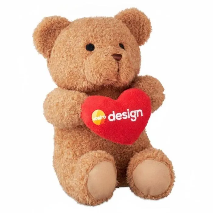 Orsacchiotto di peluche promozionale da 23 cm con cuore ricamato personalizzabile - SNUGGLE
