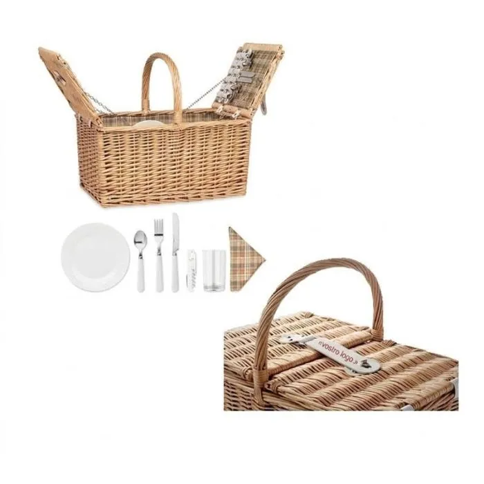 Cestino da picnic promozionale in vimini - 4 MIMBRE PLUS