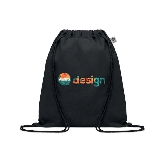 Borsa con cordoncino in cotone biologico promozionale YUKI COLOUR