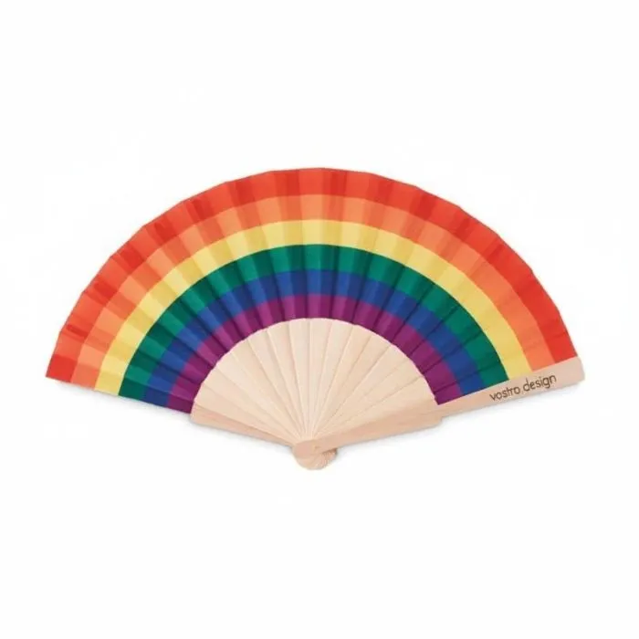 Ventaglio personalizzato in legno arcobaleno BOWFAN