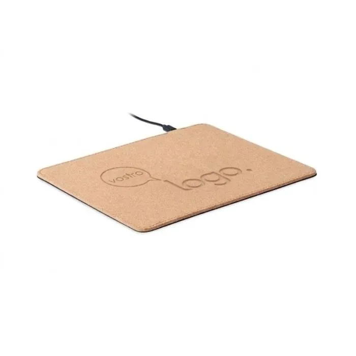 Tappetino per mouse con ricarica in sughero promozionale WIRELESS MATTY