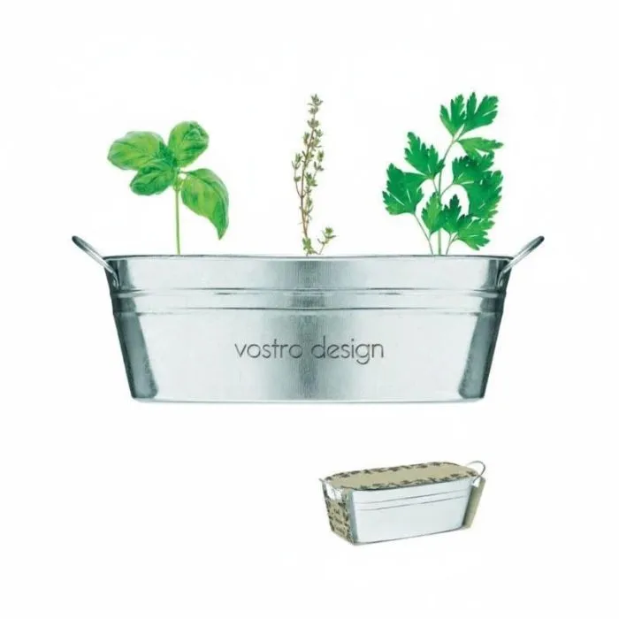 Contenitore in zinco con erbe aromatiche pubblicitario MIX SEEDS