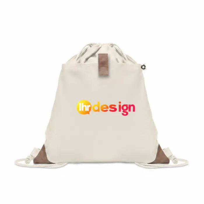 Werbetasche mit Kordelzug aus recycelter Baumwolle PANDA BAG