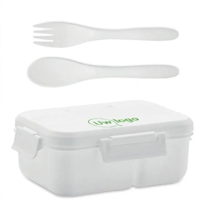 Promotionele lunchbox en bestek van PP van MAKAN