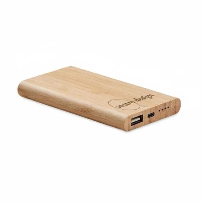 Powerbank promozionale in bambù da 4000 mAh - ARENAPOWER C