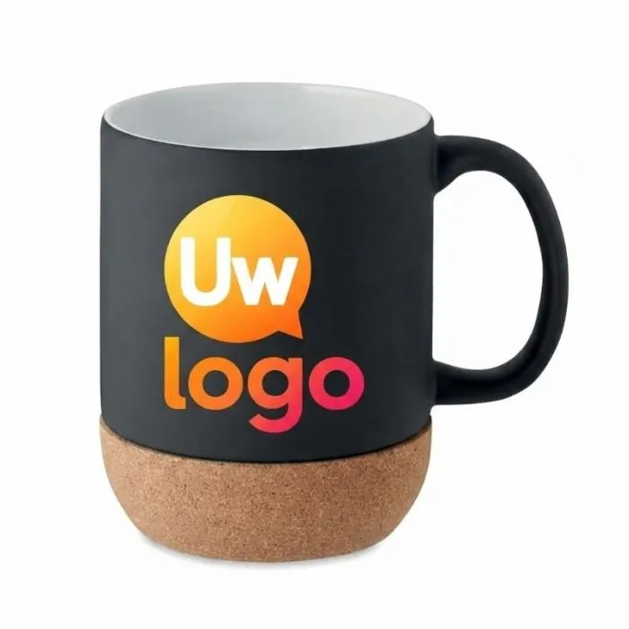 Reclamekopje van kurk en mat keramiek, 300 ml - MATT