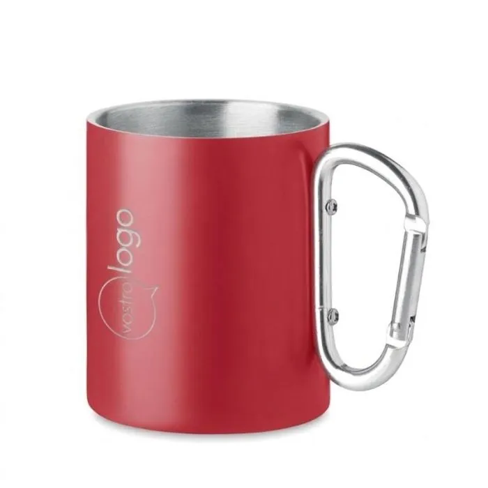 Tazza con moschettone in metallo a doppia parete, promozionale, 300 ml - TRUMBA