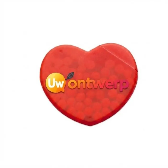 Reclameverpakking in de vorm van een hart van CORAMINT