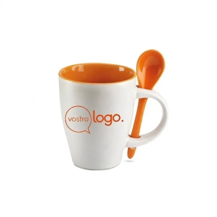 Tazza con cucchiaino promozionale da 250 ml DUAL