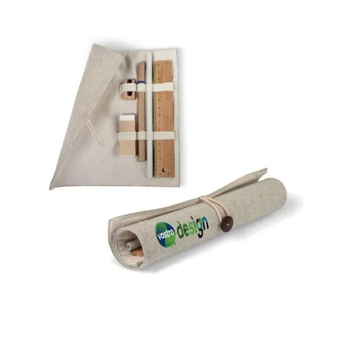 Set da scrittura, astuccio in cotone personalizzato ECOSET