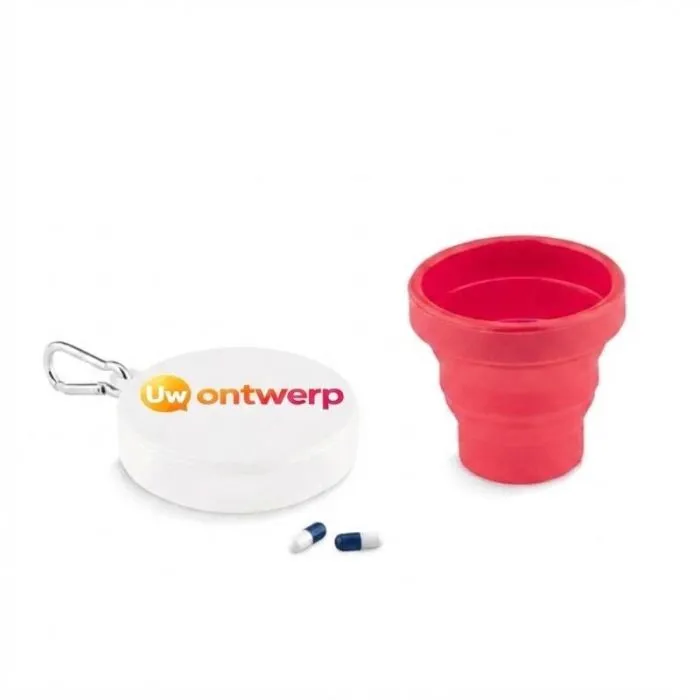 Opvouwbare promotiemok met pillendoosje CUP PILL
