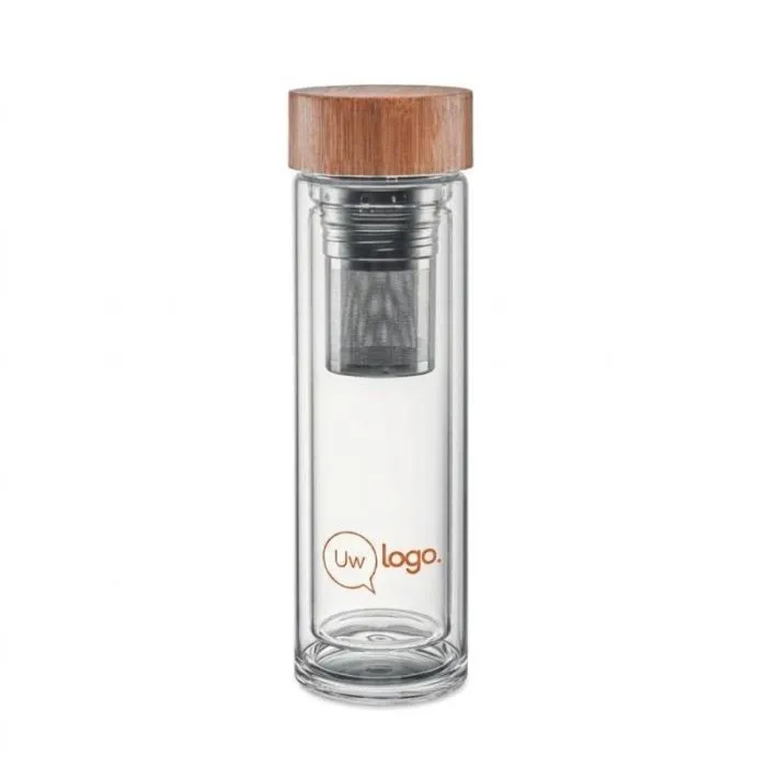 Dubbelwandige glazen reclame-drinkfles 420 ml BATUMI GLASS
