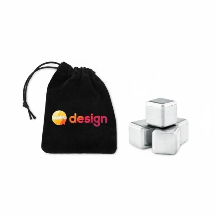 Set di 4 cubetti di ghiaccio personalizzati in acciaio inossidabile ICY