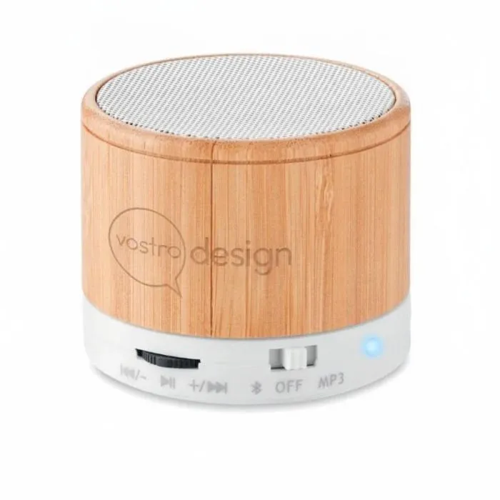 Altoparlante wireless personalizzato in bambù ROUND BAMBOO