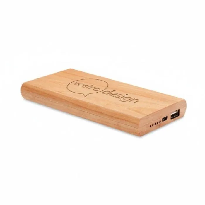 Powerbank promozionale da 4000 mAh in bambù ARENAPOWER