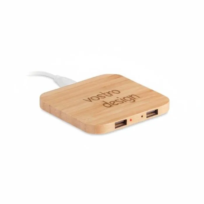 Caricabatterie wireless personalizzato in bambù CUADRO
