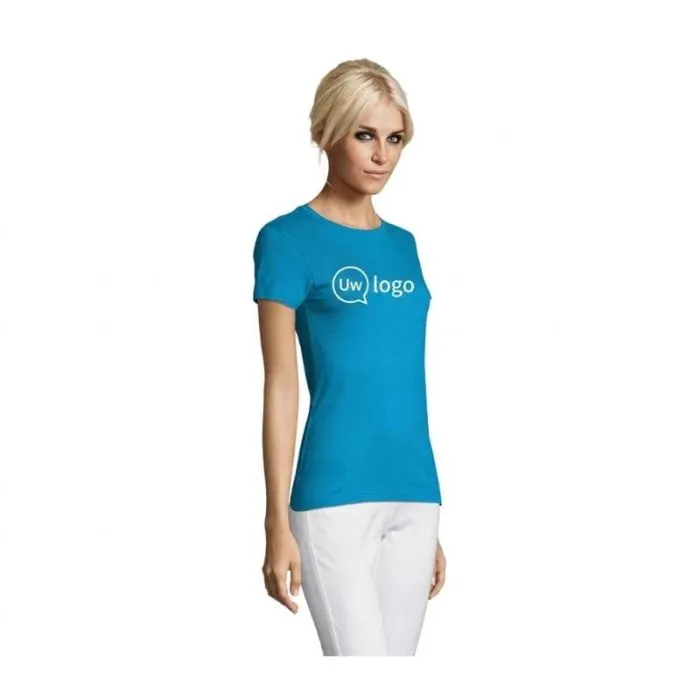 Gepersonaliseerd dames-T-shirt met ronde hals, van halfgekamd katoen, 150 g - REGENT WOMEN