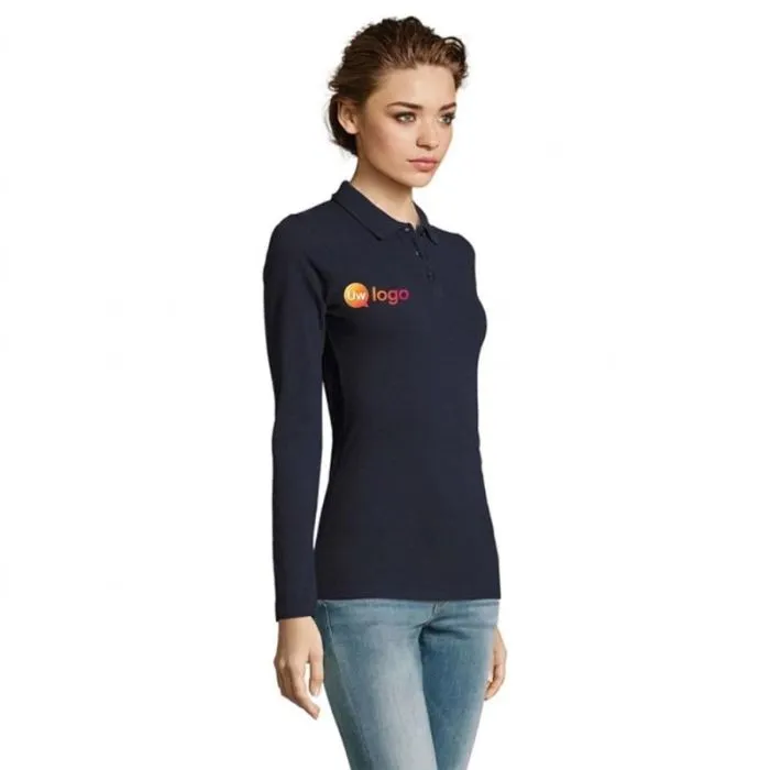 Gepersonaliseerd damespoloshirt van katoen met lange mouwen, 180 g – PERFECT LSL WOMEN