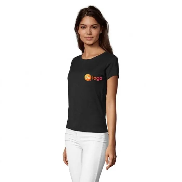 Getailleerd dames-T-shirt met ronde hals SOL'S REGENT FIT, gepersonaliseerd, 100% katoen