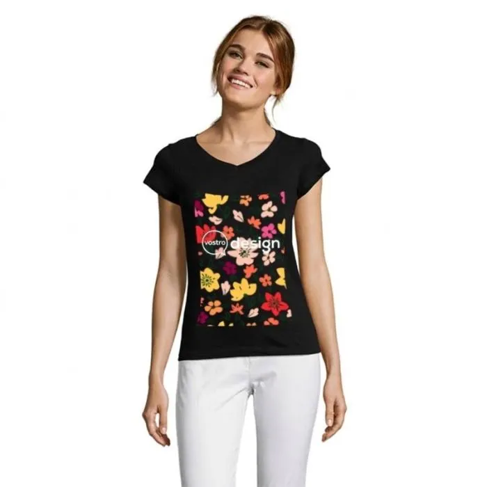 Maglietta da donna in cotone con scollo a V personalizzata 150 g - MOON