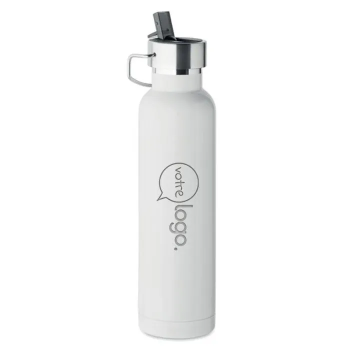 Bouteille personnalisée inox recyclé 660 ml avec paille et poignée-RIFLOW