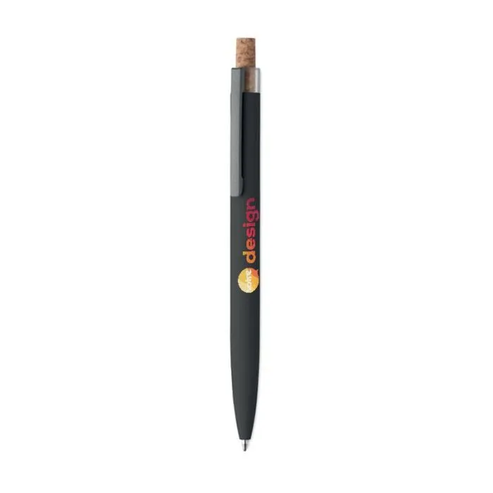 Stylo bille personnalisable en aluminium recyclé avec bouton poussoir en liège - BERGAMO +