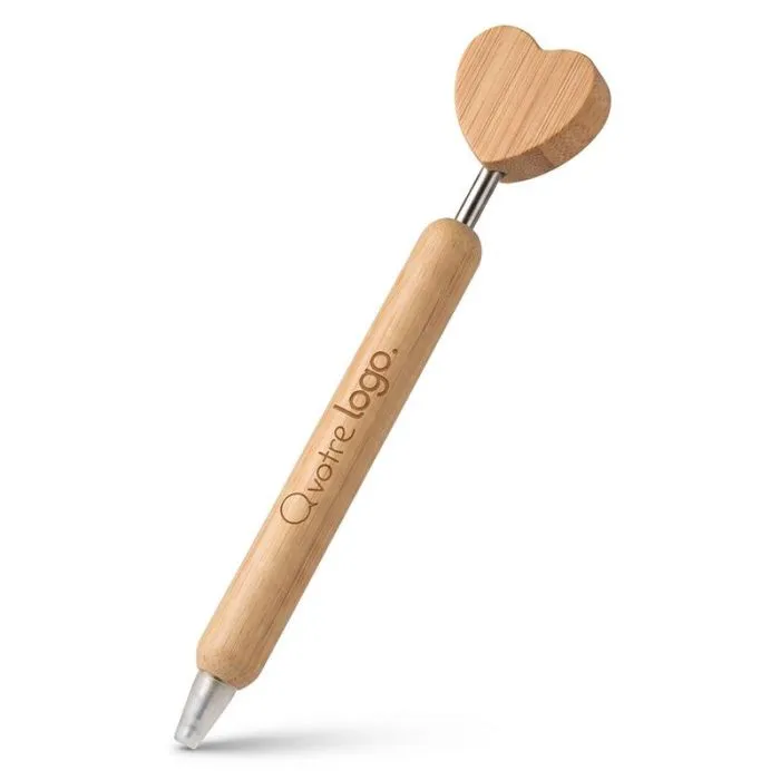 Stylo à bille cœur en bambou-CORAPEN