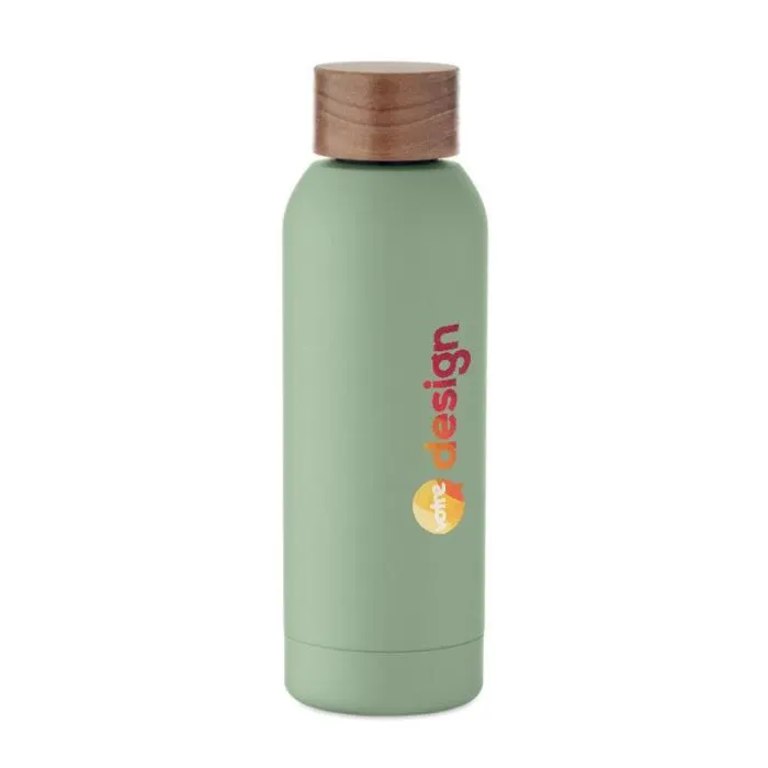 Bouteille personnalisable en acier inoxydable recyclé avec couvercle bois d’acacia – 700 ml