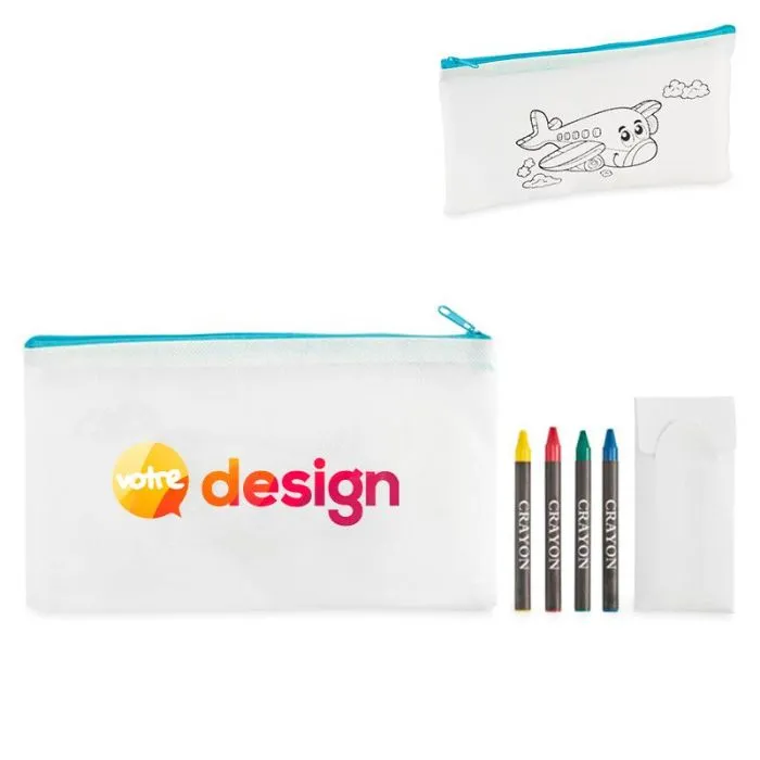 Trousse 4 crayons de couleur personnalisable en non tissé – CRAY