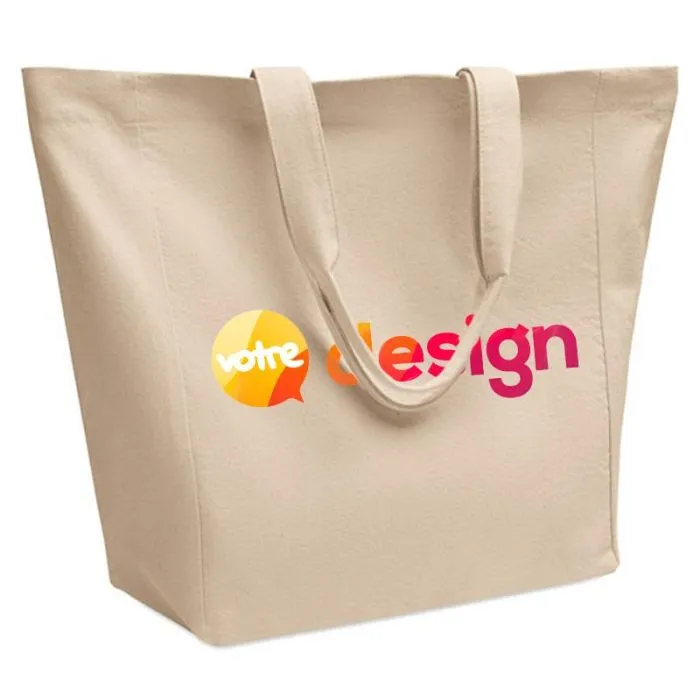 Sac shopping coton 220 gr/m² avec soufflet personnalisable - PURI