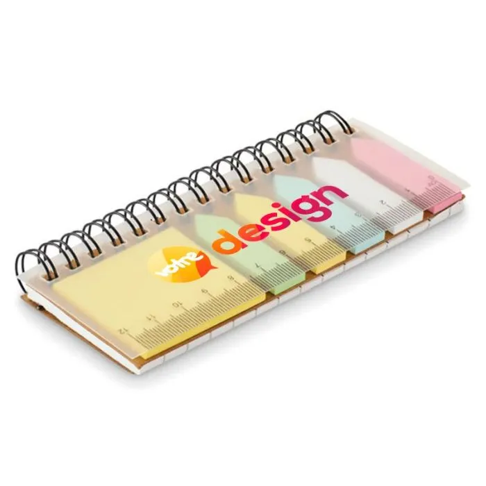 Bloc-notes spirale PP avec notes adhésives et marqueurs personnalisable - MEMORING