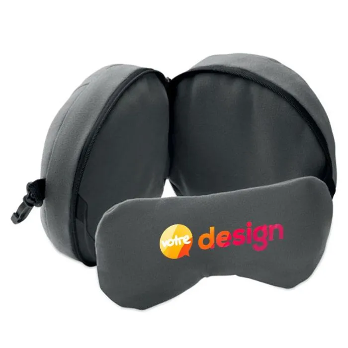 Set de voyage publicitaire 2 en 1 oreiller masque yeux - SOFT NUIT