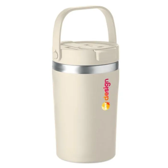 Gobelet isotherme inox recyclé 350 ml avec sangle personnalisable - COZYCUP