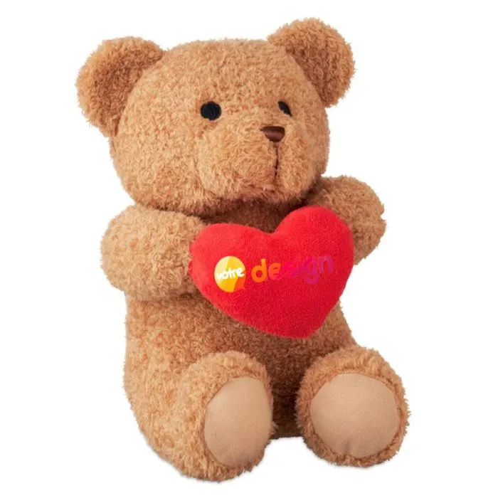 Peluche ourson publicitaire 23cm cœur brodé personnalisable - SNUGGLE