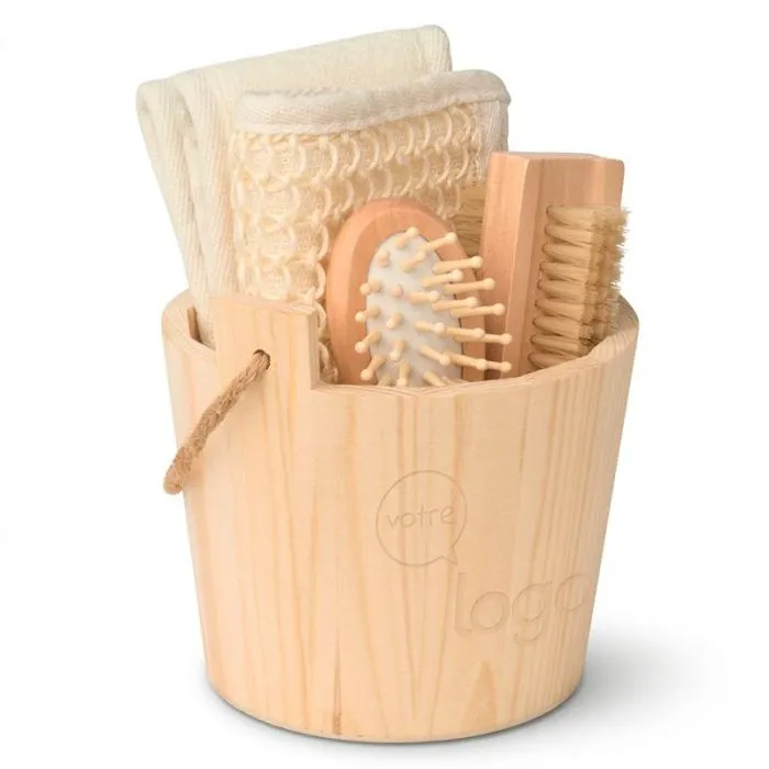 Coffret de bain baquet en bois-SELFCARE