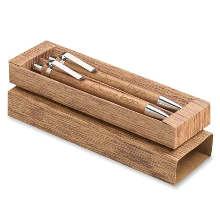Set stylo bille et porte-mine en finition bois d’acacia-JAKARTA SET