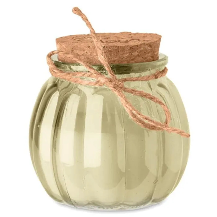 Bougie parfumée vanille 80 g en cire végétale avec couvercle en liège-PUMKIN