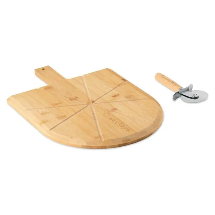 Planche à pizza en bambou avec roulette à lame inox-NAPOLITANA