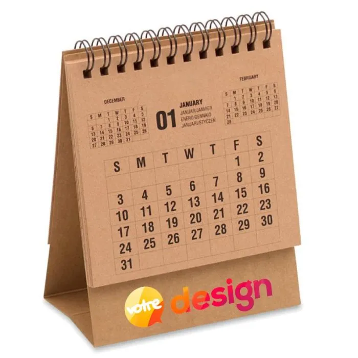 Calendrier de bureau hebdomadaire 4 ans YEARS en papier kraft