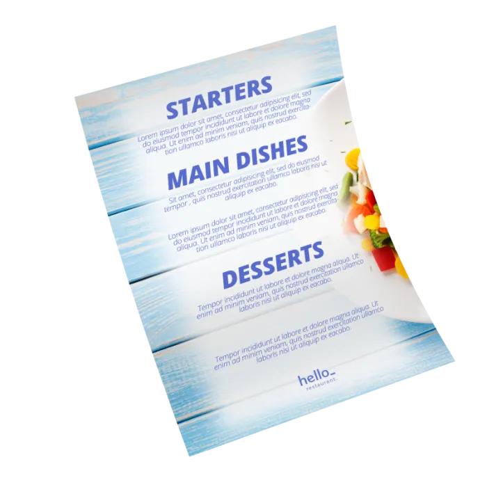Eenvoudig gepersonaliseerd menu, enkelzijdig of dubbelzijdig
