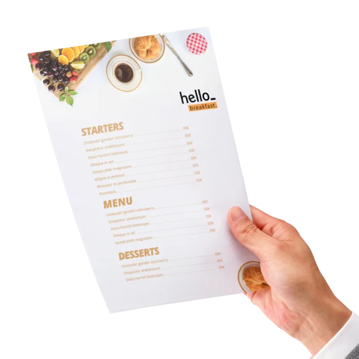 Menu personnalisé simple recto ou recto verso