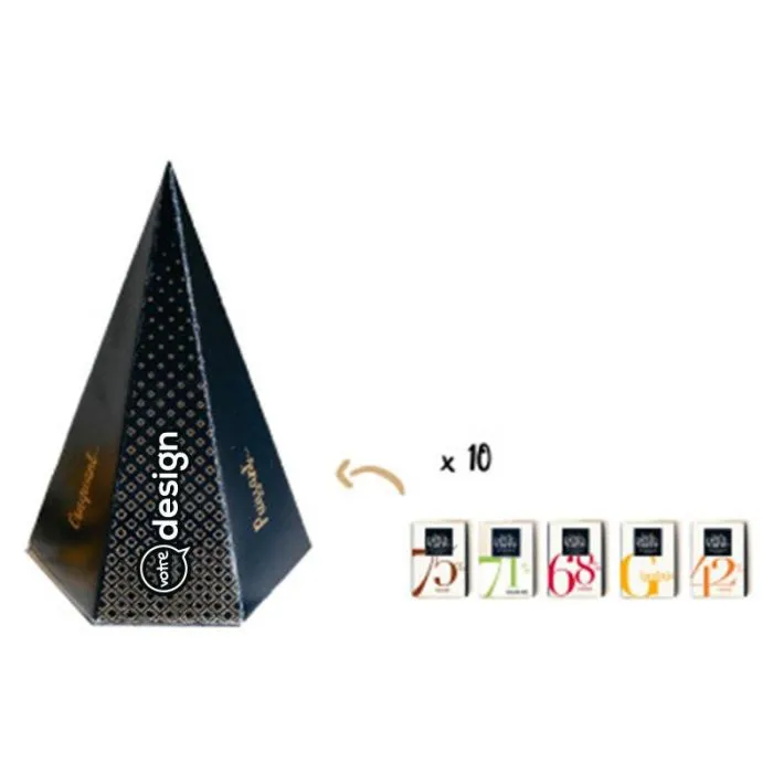 Pyramide 10 carrés de chocolat 4g personnalisables 