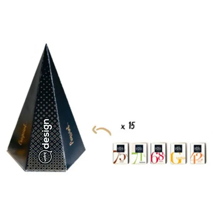 Pyramide personnalisable 15 carrés de chocolat 5g 