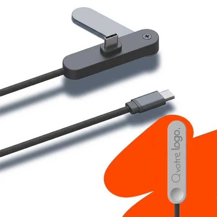 Câble de charge publicitaire USB-C 65W avec support téléphone - Aluvia RCS