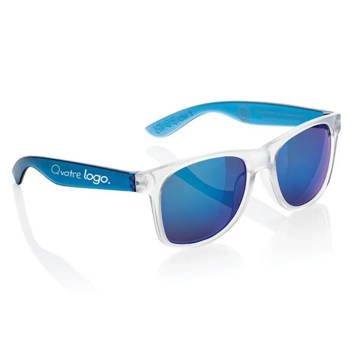 Lunettes de soleil personnalisées avec monture en PC recyclé et verres miroirs colorés