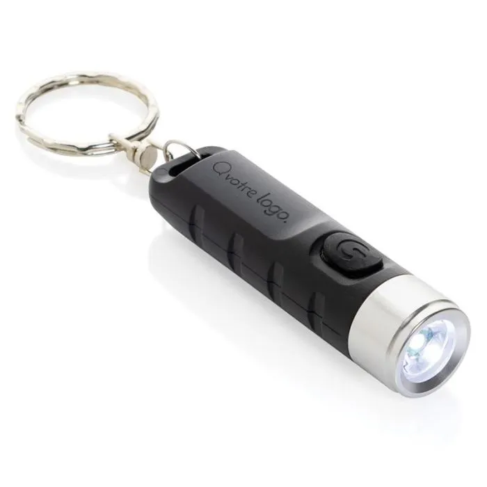 Porte-clés lampe torche LED personnalisé en ABS recyclé rechargeable USB